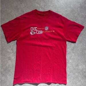 90s Vintage Kansas City Chiefs Red Embroidered T Shirt Size L